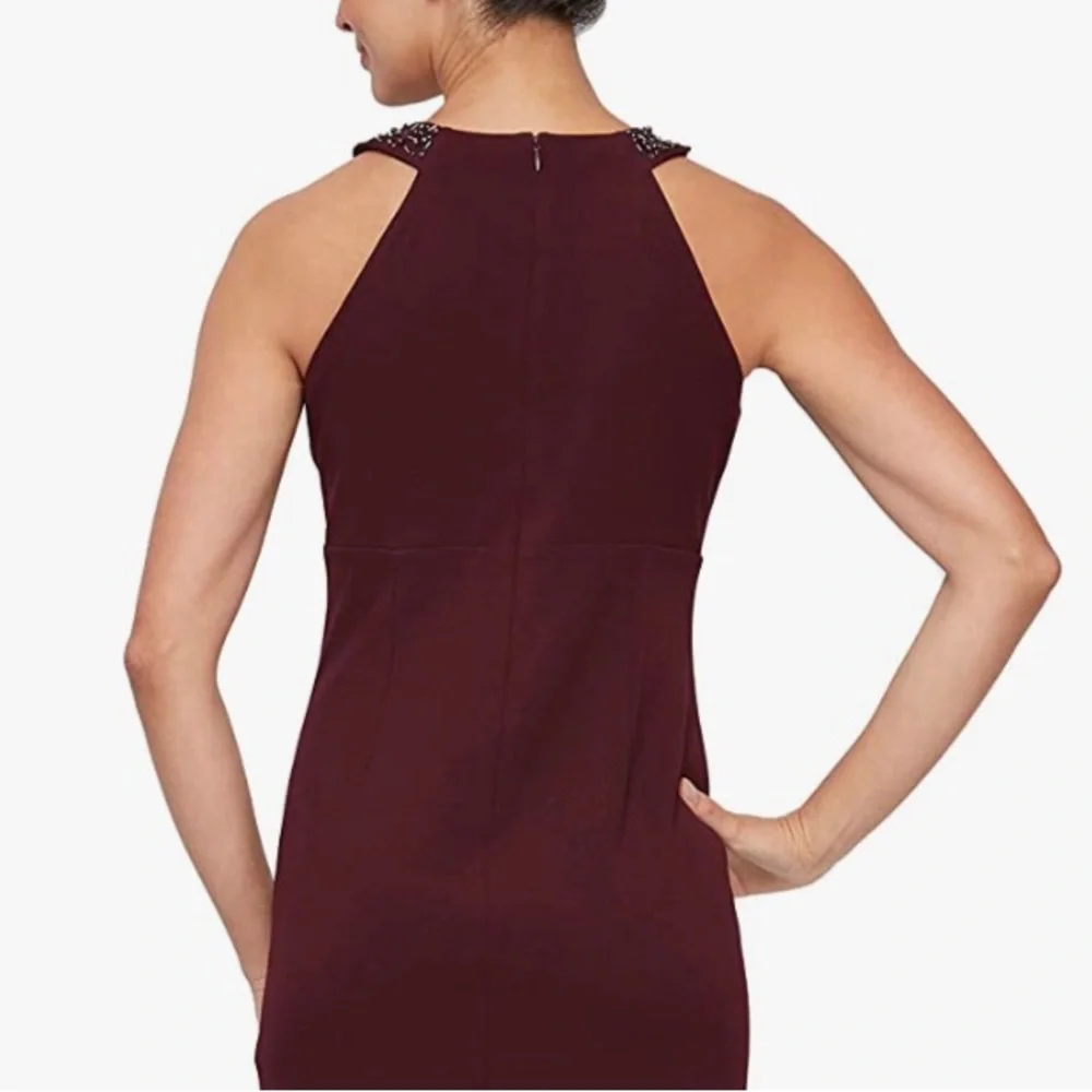 SLNY size 12 beaded halter neck sheath dress - Picture 5 of 16